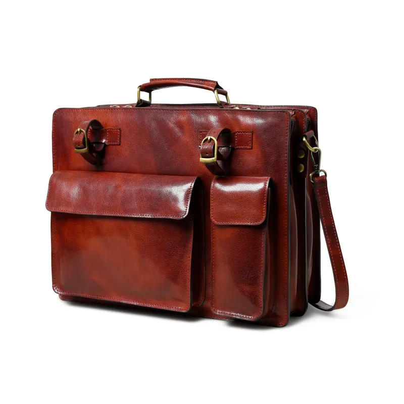 Tuscany Italian Leather Briefcase, Tan made by Classy Leather Bags