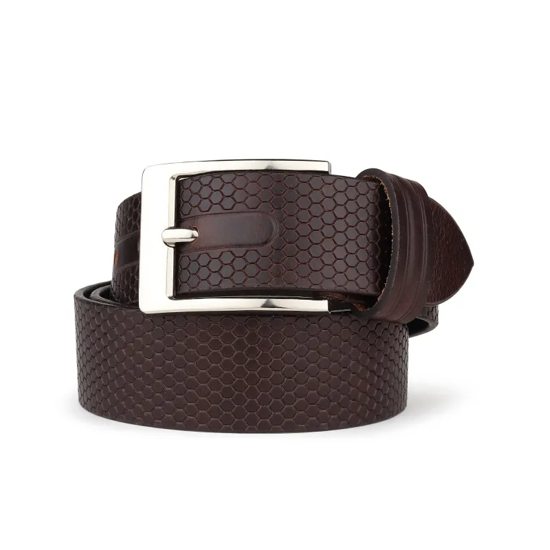 Bison Dark Brown Leather Belt made by Classy Leather Bags
