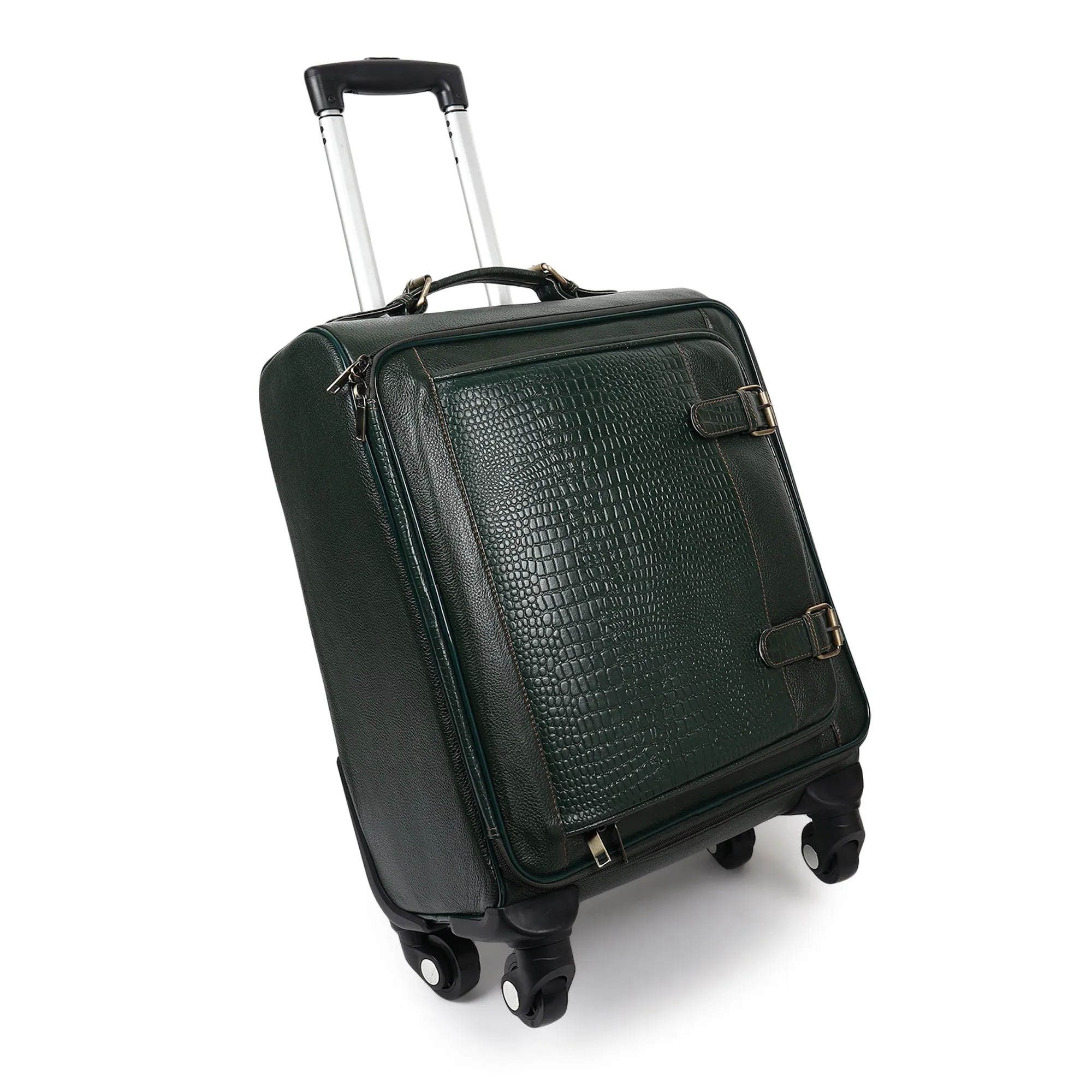 Horizon Leather Trolley Suitcase, Green sold by Classy Leather Bags product image thumbnail 2