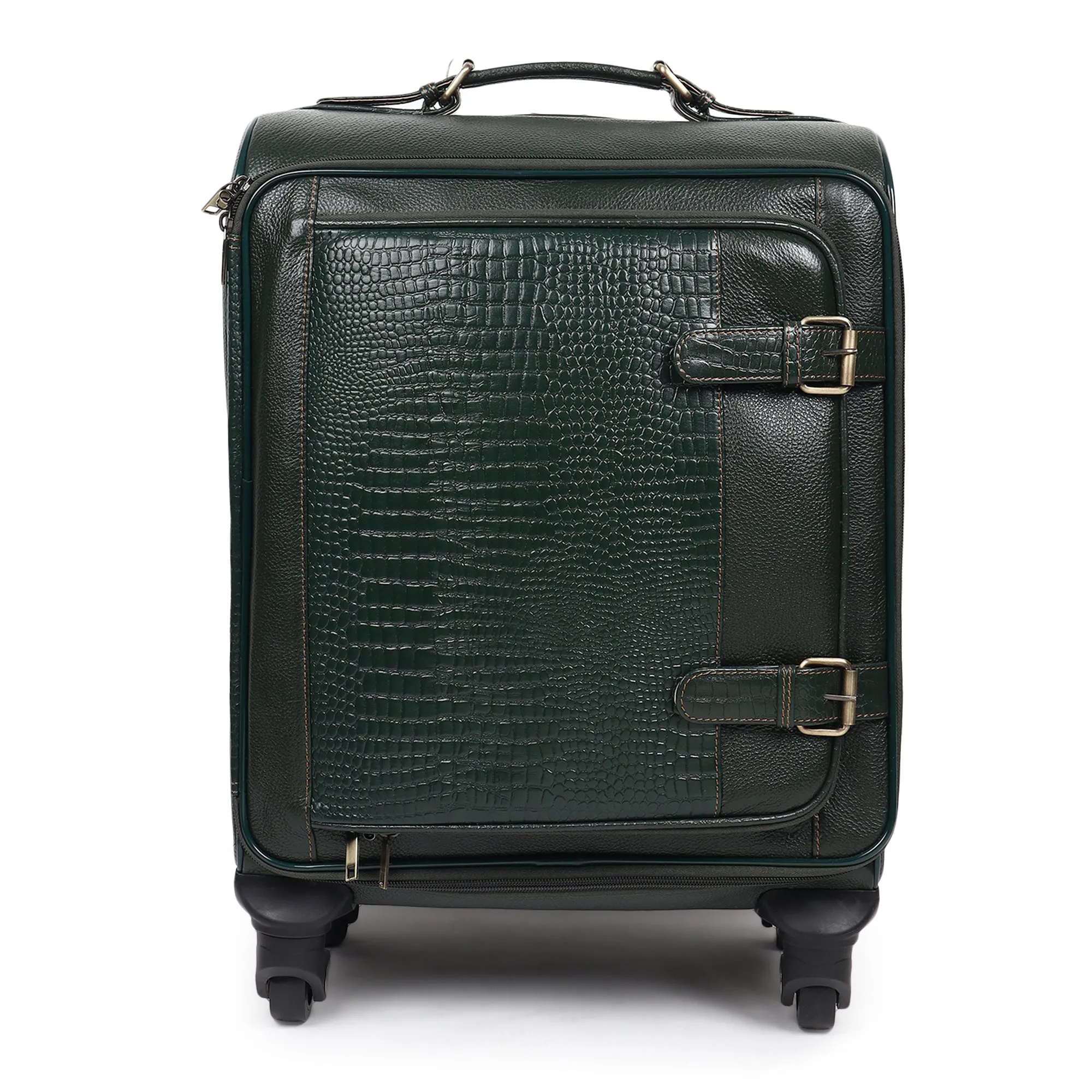 Horizon Leather Trolley Suitcase, Green sold by Classy Leather Bags product image thumbnail 3
