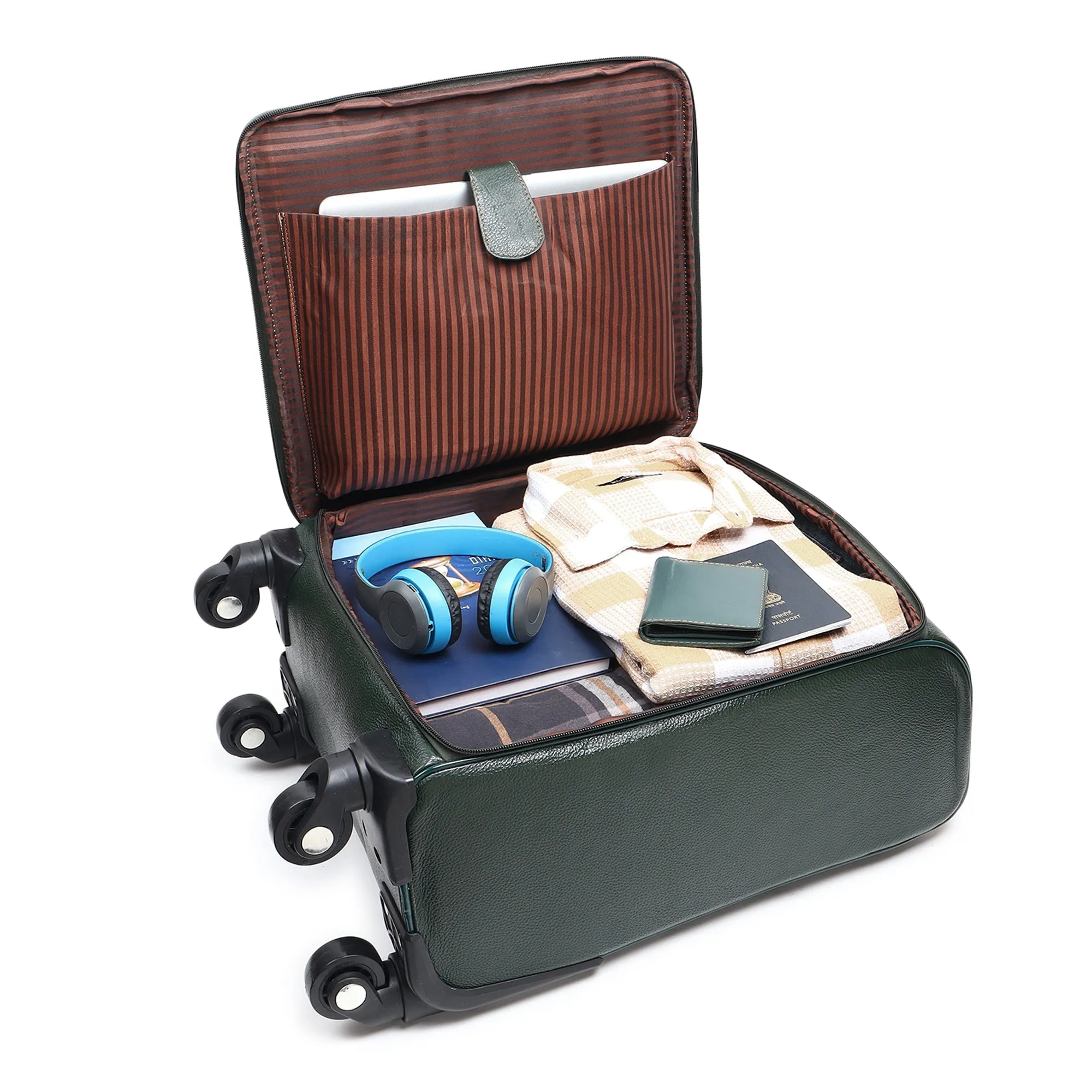 Horizon Leather Trolley Suitcase, Green sold by Classy Leather Bags product image thumbnail 4