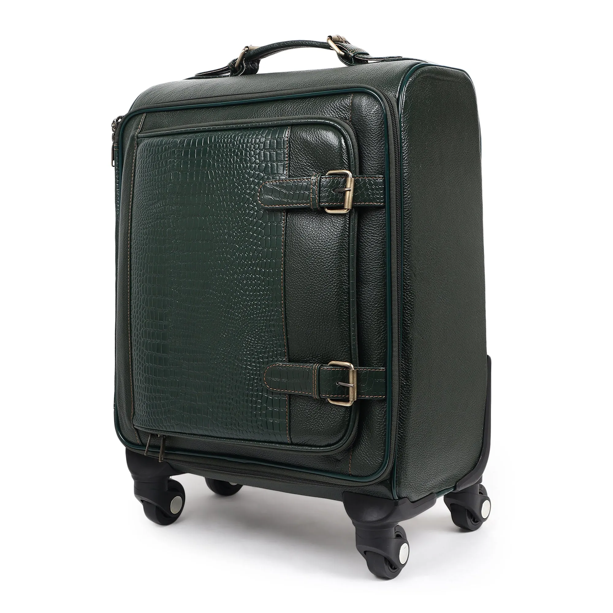 Horizon Leather Trolley Suitcase, Green sold by Classy Leather Bags