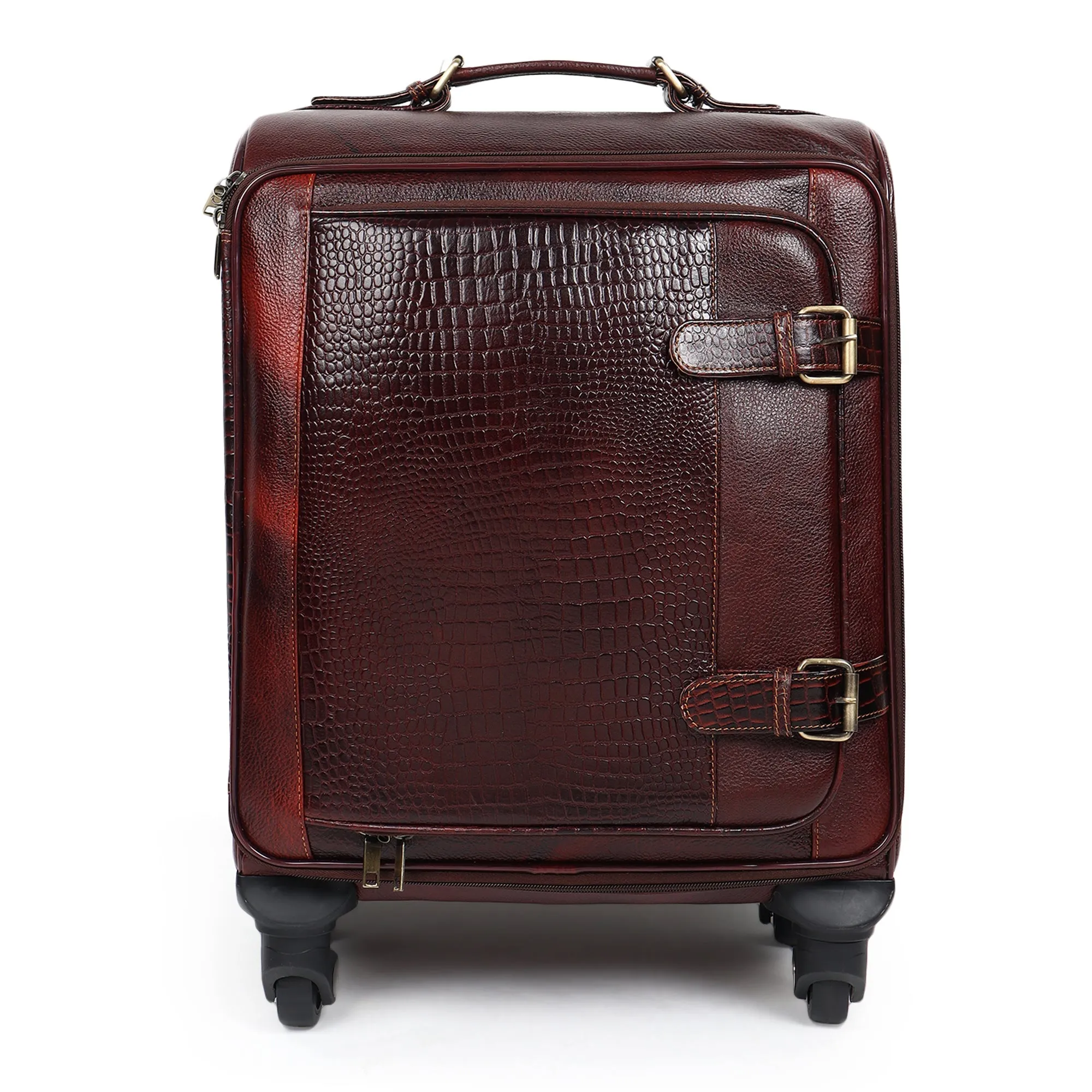 Horizon Leather Trolley Suitcase, Brown sold by Classy Leather Bags product image thumbnail 3