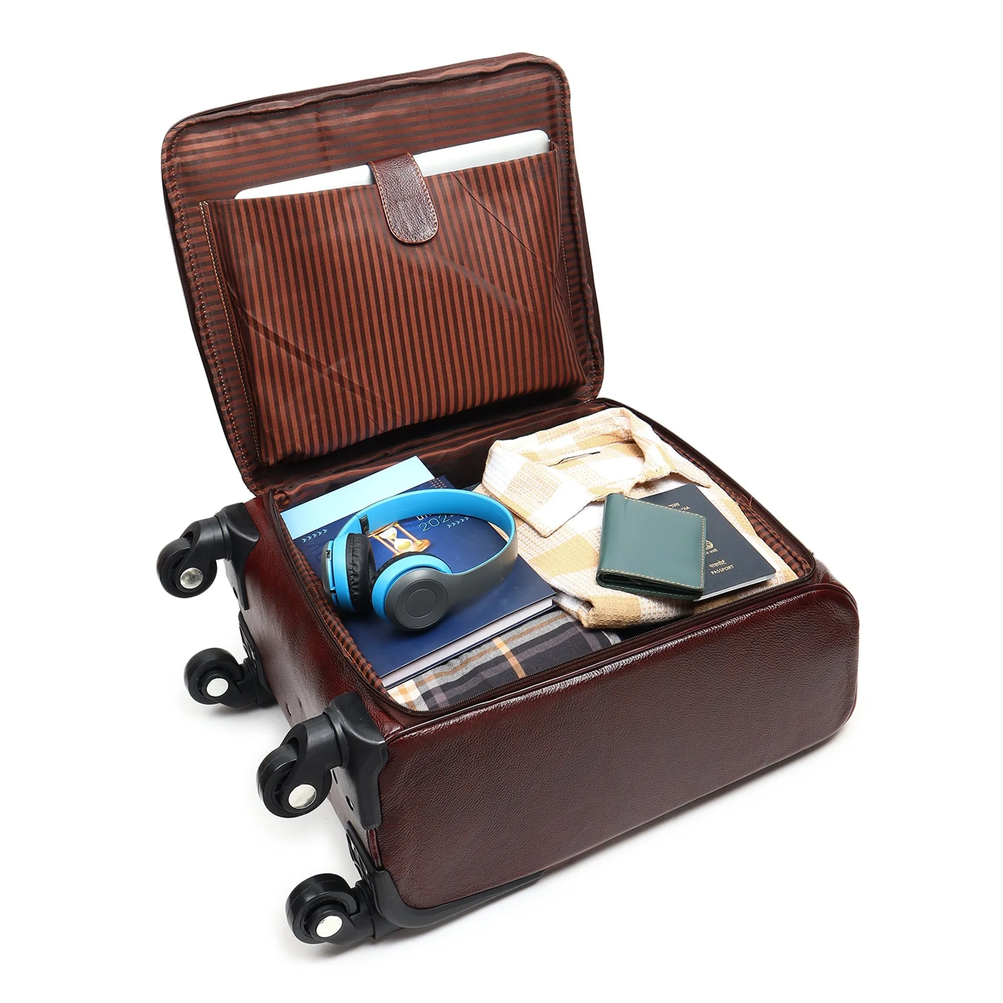 Horizon Leather Trolley Suitcase, Brown sold by Classy Leather Bags product image thumbnail 4