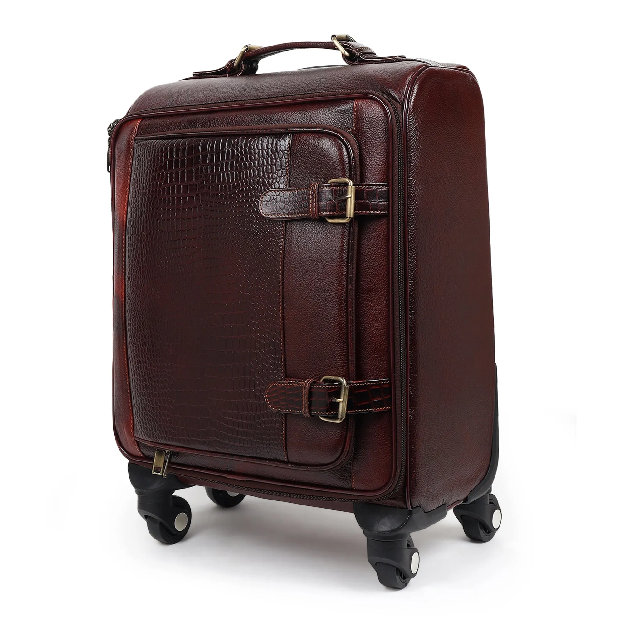 Horizon Leather Trolley Suitcase, Brown sold by Classy Leather Bags product image thumbnail 2