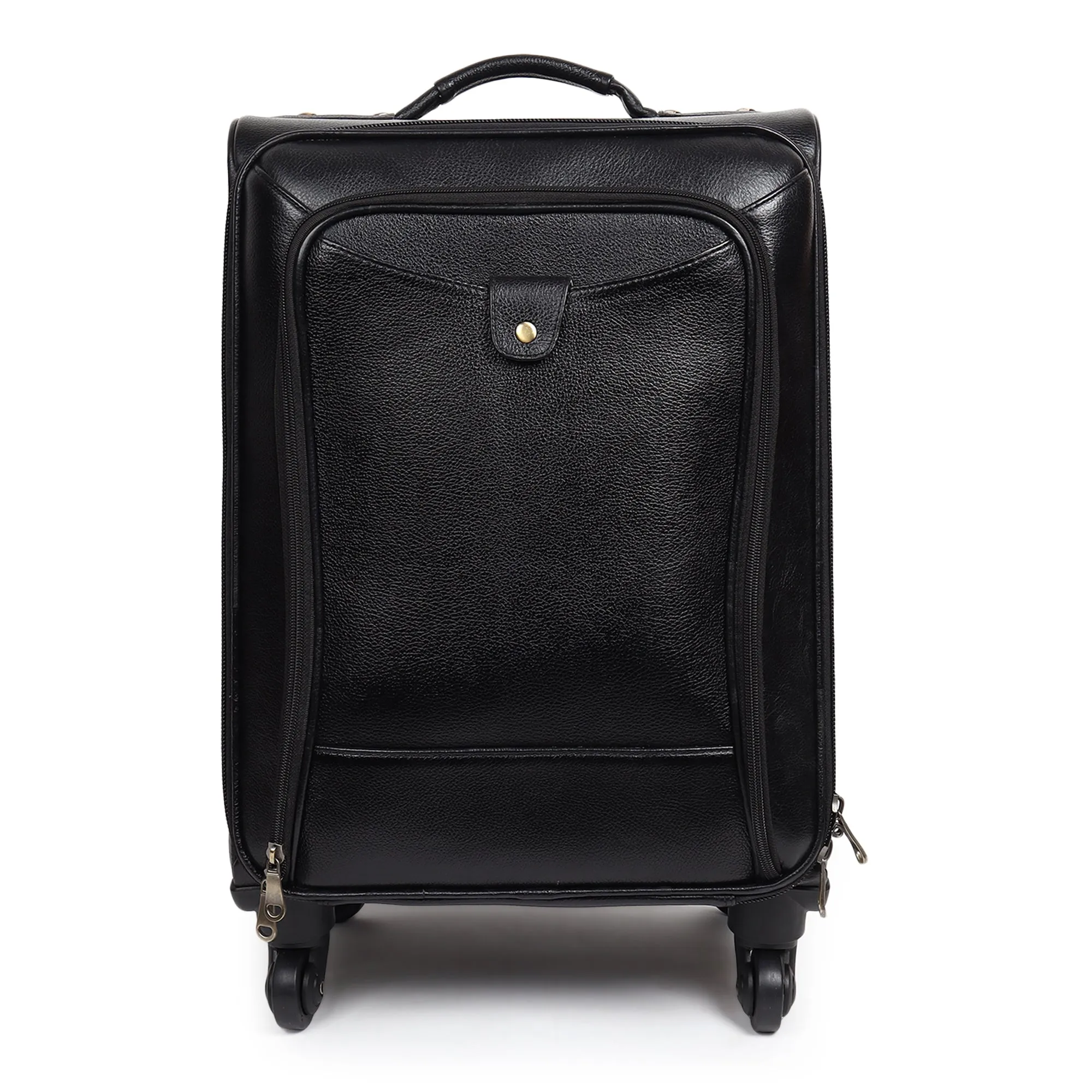 Timeless Black Leather Trolley Suitcase sold by Classy Leather Bags product image thumbnail 3