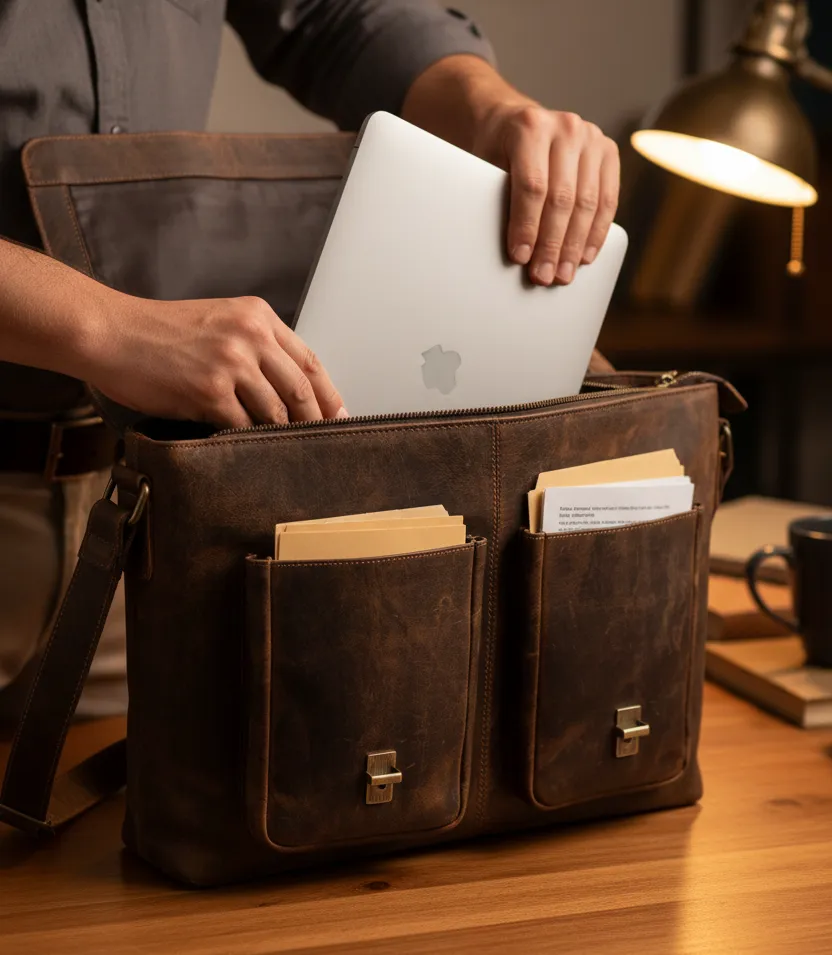 Full Grain Leather Briefcase sold by Classy Leather Bags product image thumbnail 2