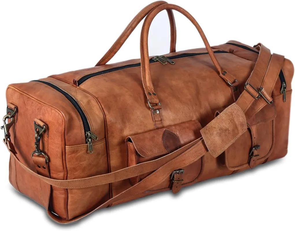 Extra Large Weekender Duffle Bag – Full Grain Leather made by Classy Leather Bags