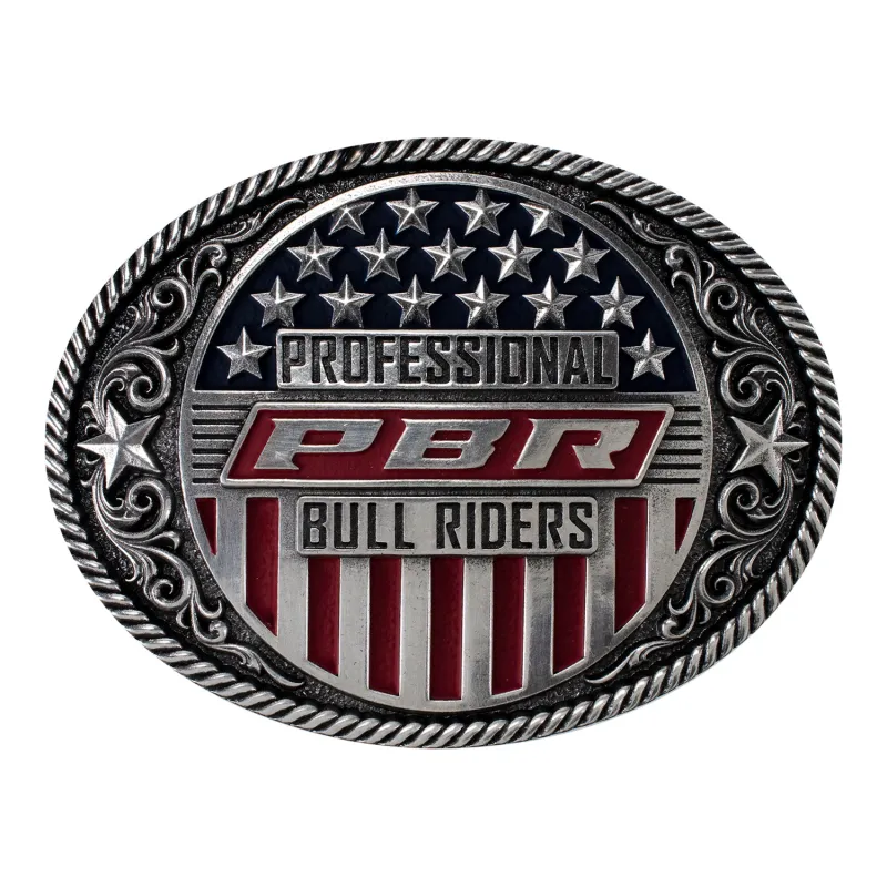 PBR Silver Oval Flag Buckle made by PBR