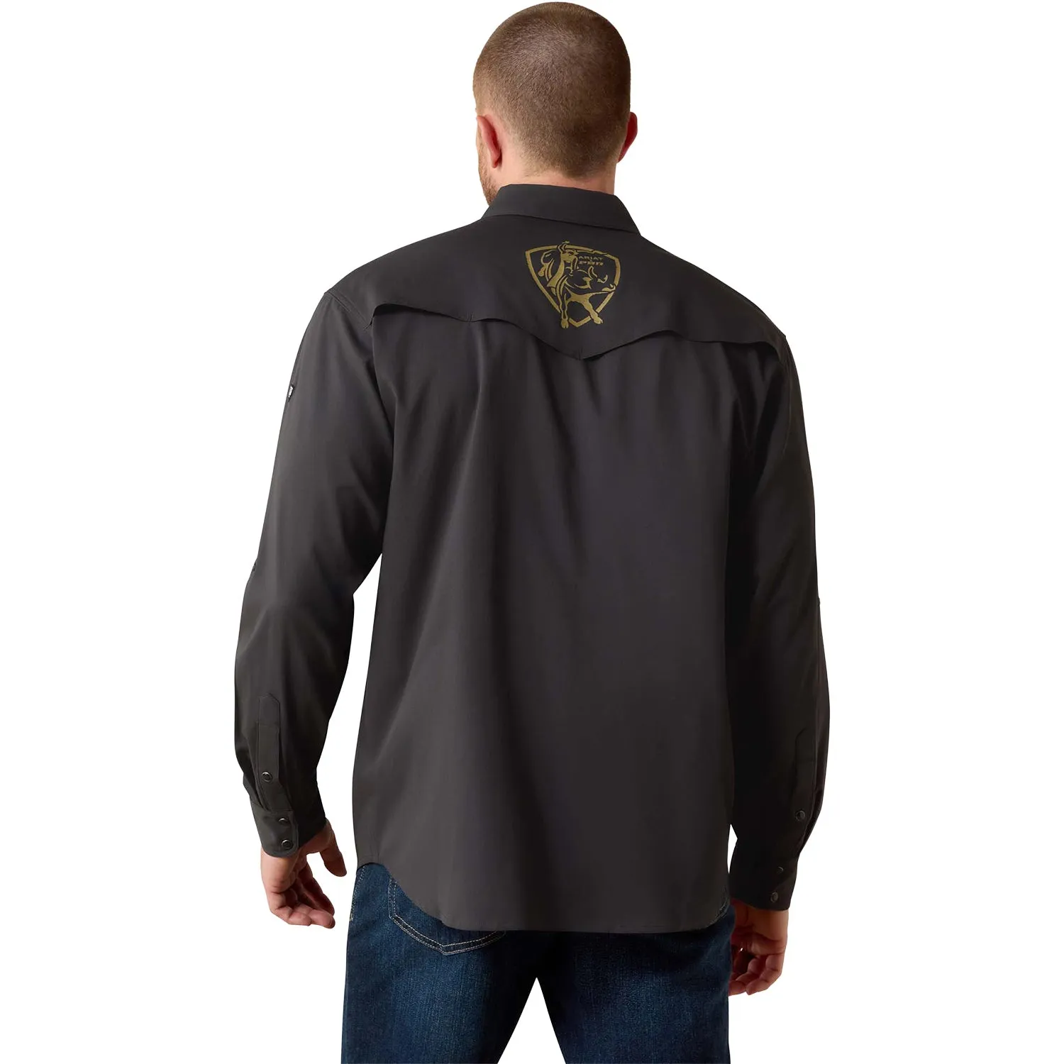 PBR x Ariat Western Black Button Up Shirt - Black sold by PBR product image thumbnail 2