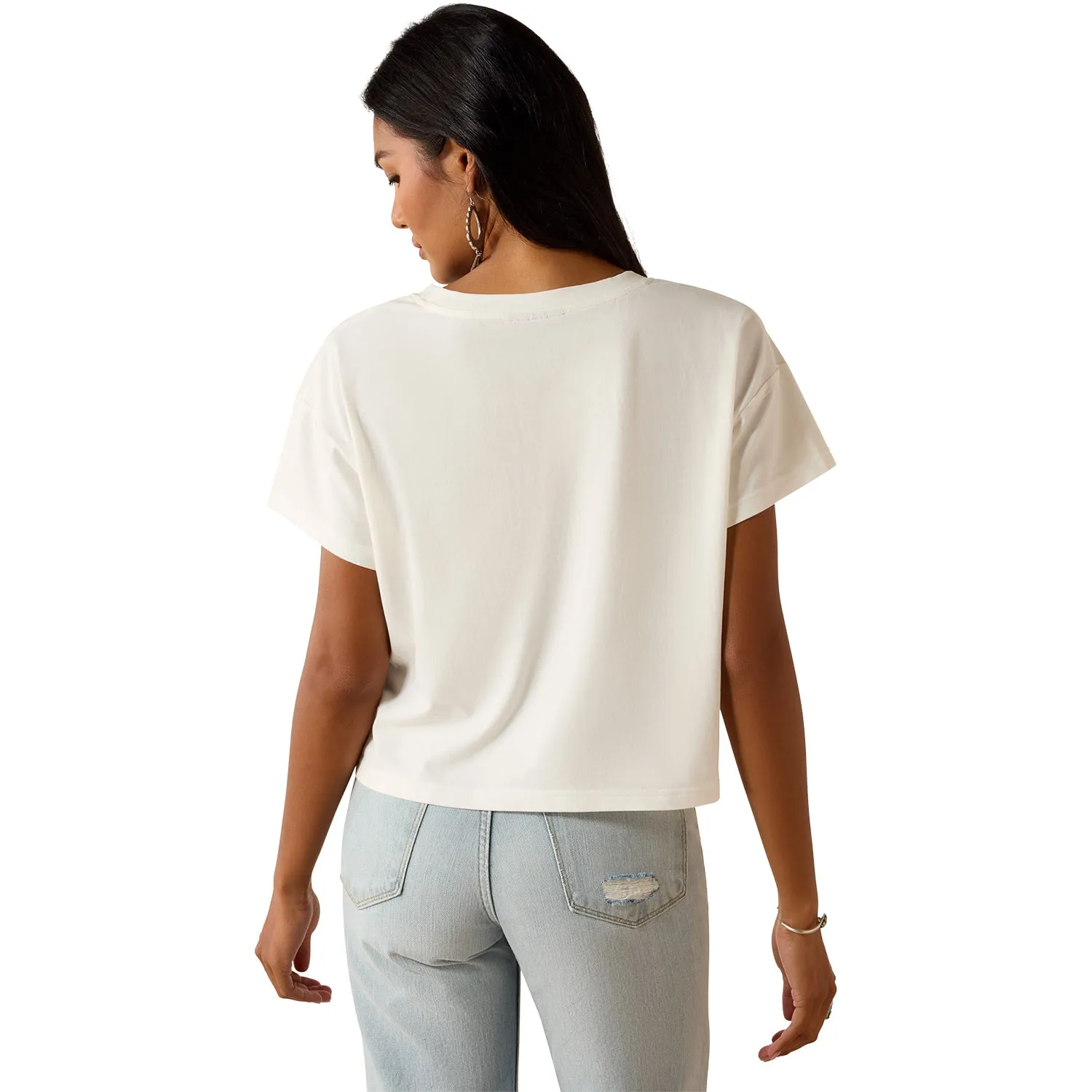 PBR x Ariat Ladies Cloud Dancer Cropped T-Shirt - White sold by PBR product image thumbnail 2