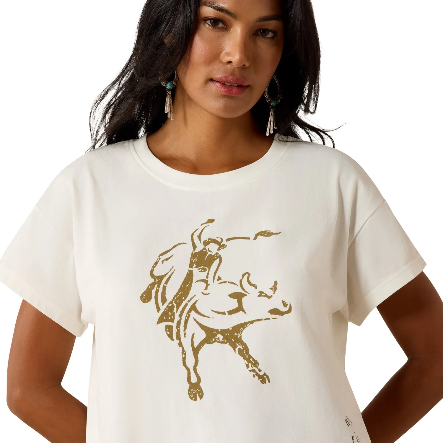 PBR x Ariat Ladies Cloud Dancer Cropped T-Shirt - White sold by PBR product image thumbnail 4