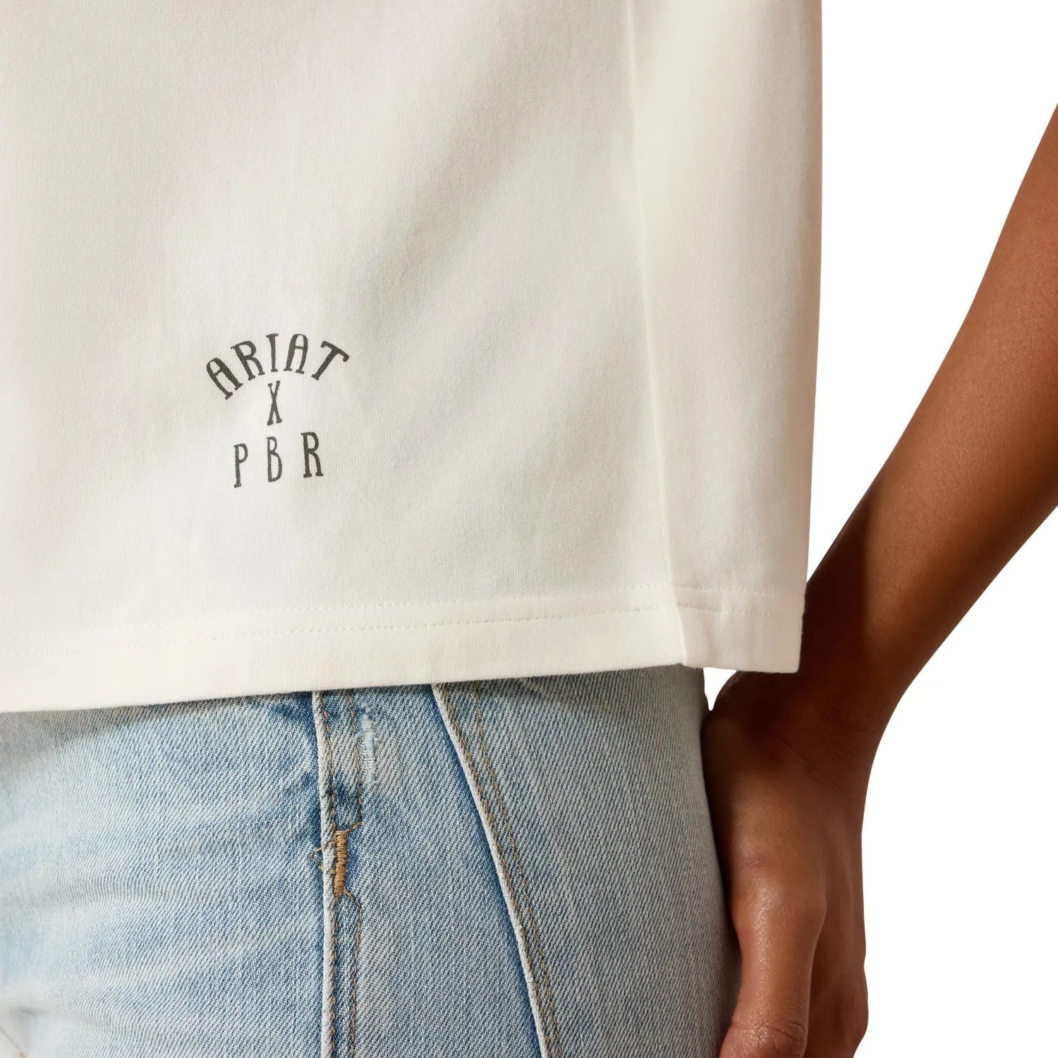 PBR x Ariat Ladies Cloud Dancer Cropped T-Shirt - White sold by PBR product image thumbnail 3