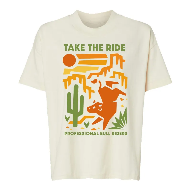 PBR Take The Ride Desert Abstract Ladies T-Shirt - Tan sold by PBR