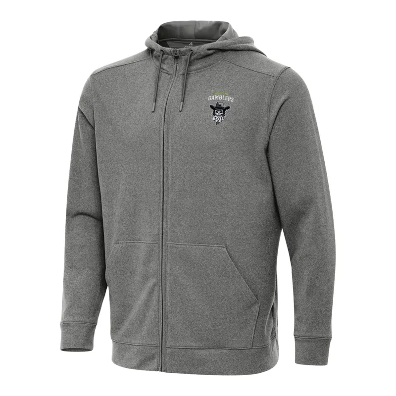 PBR x Antigua Austin Gamblers Effortless Full Zip Hoodie - Silver made by Antigua