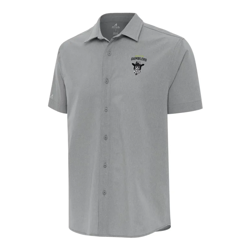 PBR x Antigua Austin Gamblers Activate Woven Shirt - Silver sold by PBR