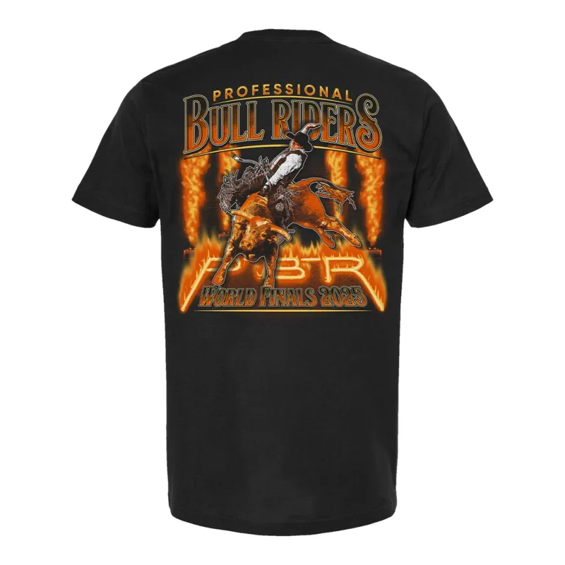 PBR World Finals 2025 Fire & Flames T-Shirt - Black sold by PBR