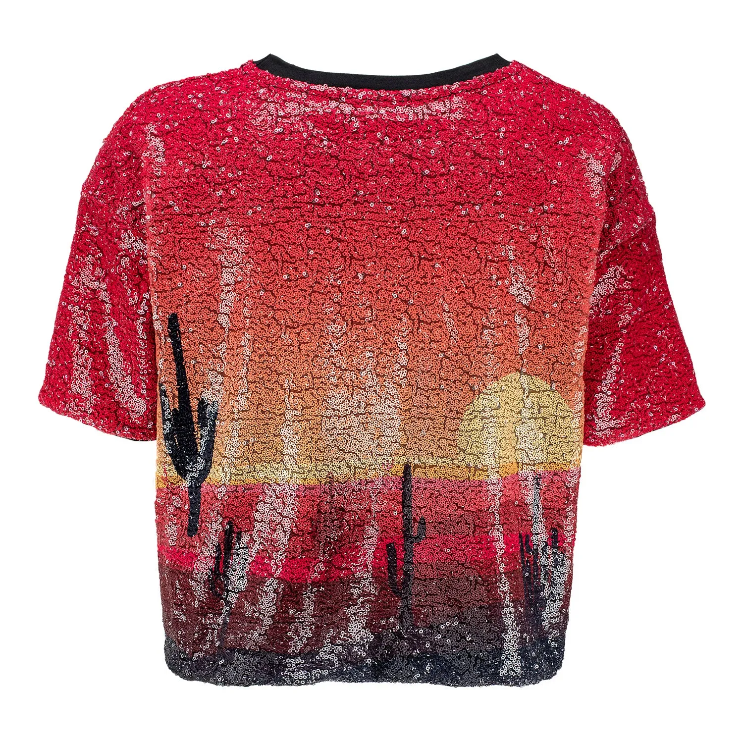 PBR Ladies Sequin Desert Scene Crop Top - Red sold by PBR product image thumbnail 2