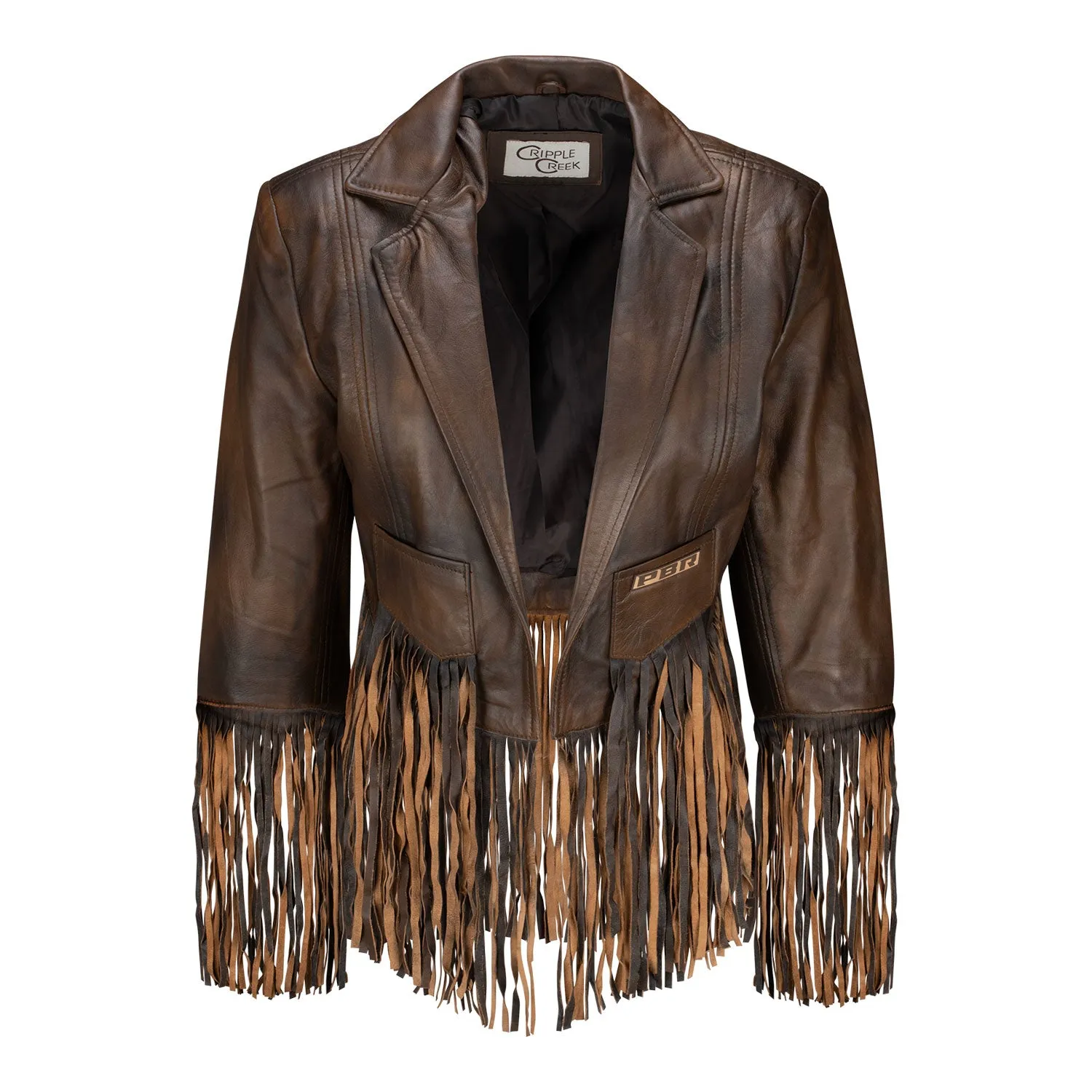 PBR Ladies Cropped Fringe Jacket - Brown sold by PBR product image thumbnail 2