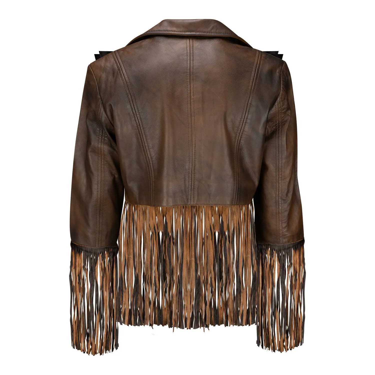 PBR Ladies Cropped Fringe Jacket - Brown sold by PBR product image thumbnail 3