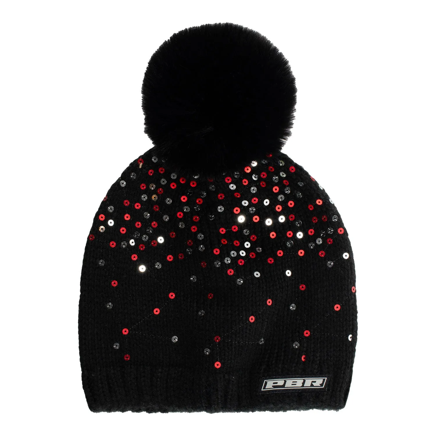 PBR Scatter Sequin Pom Beanie - Black sold by PBR