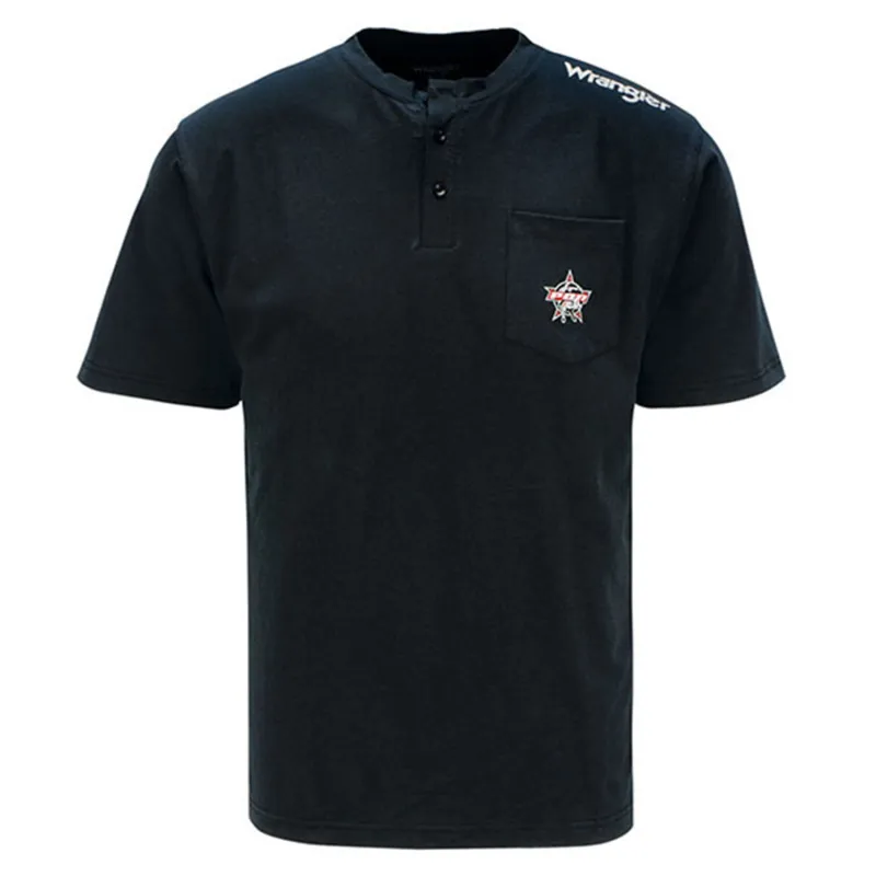 PBR x Wrangler Henley Pocket T-Shirt - Black made by PBR