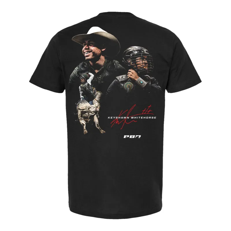 Keyshawn Whitehorse Signature Portrait Rider T-Shirt - Black sold by PBR