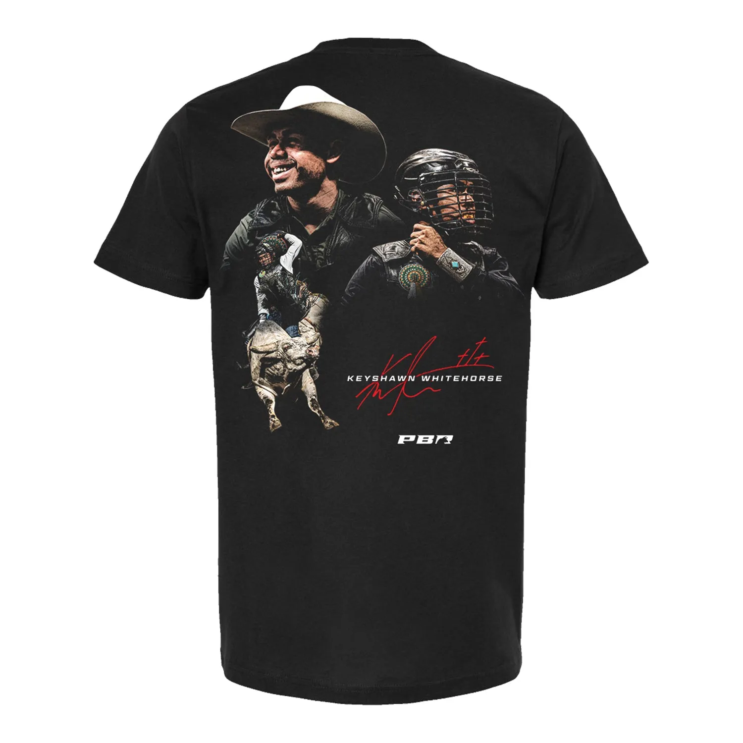 Keyshawn Whitehorse Signature Portrait Rider T-Shirt - Black sold by PBR