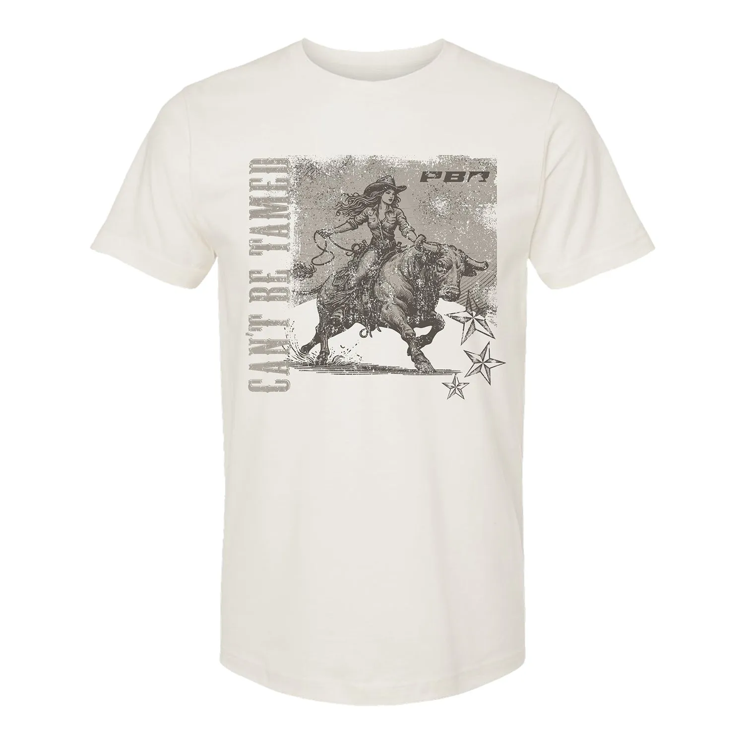 PBR Ladies Cant Be Tamed Bull Rider T-Shirt - Vintage White sold by PBR
