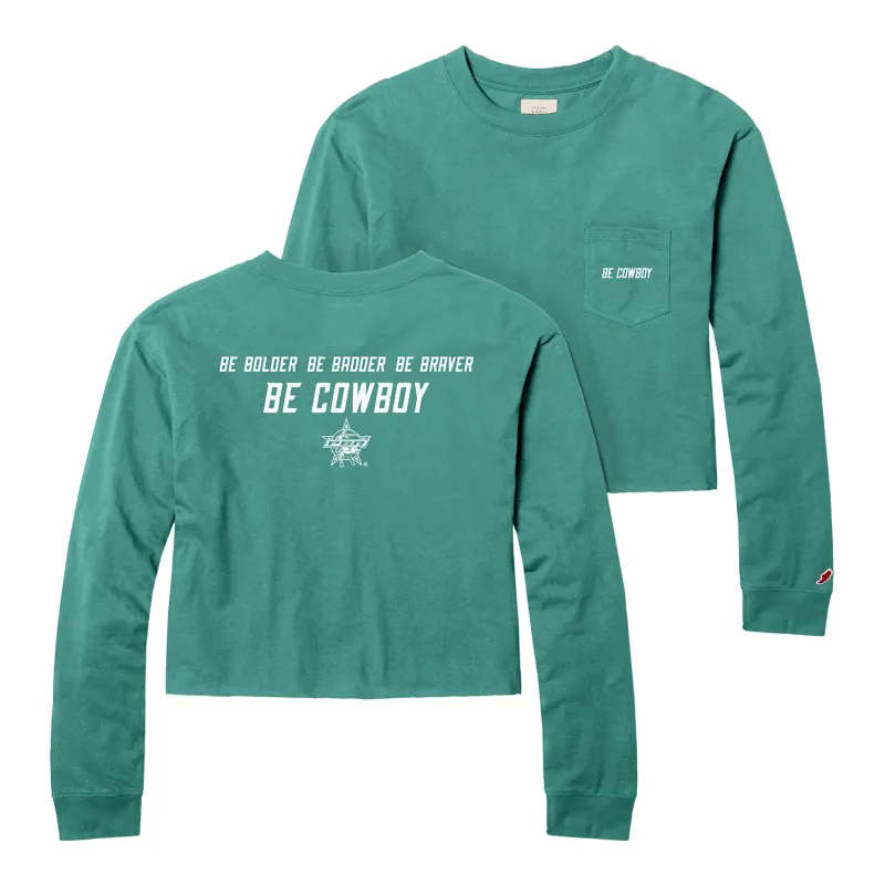 PBR Ladies Be cowboy Cropped L/S Shirt - Jade made by PBR