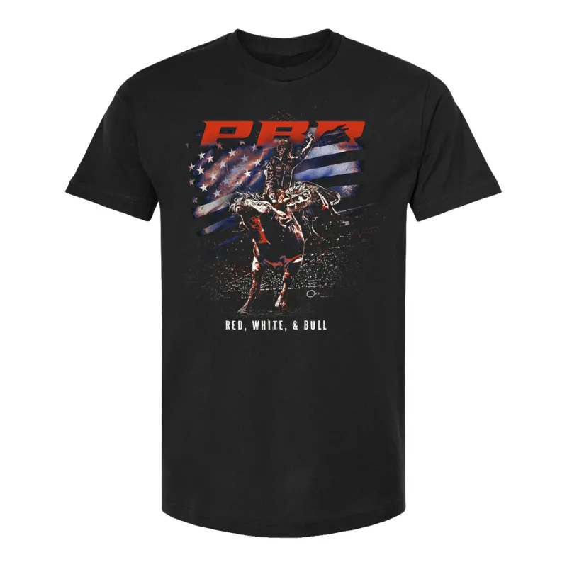 PBR Red, White, & Bull Spotlight T-Shirt - Black made by PBR