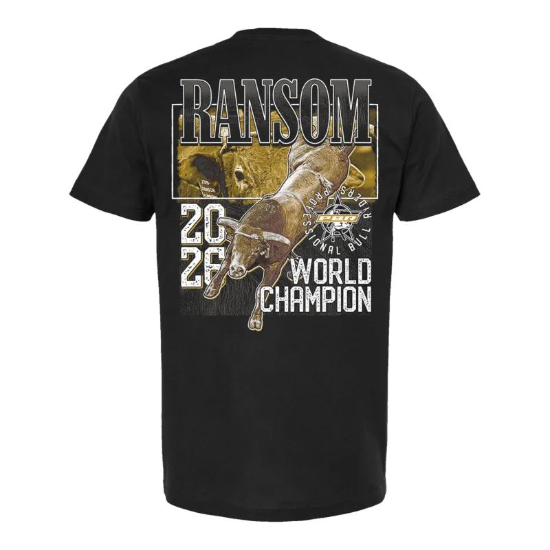 PBR 2026 World Champion Bull Ransom T-Shirt - Black made by PBR