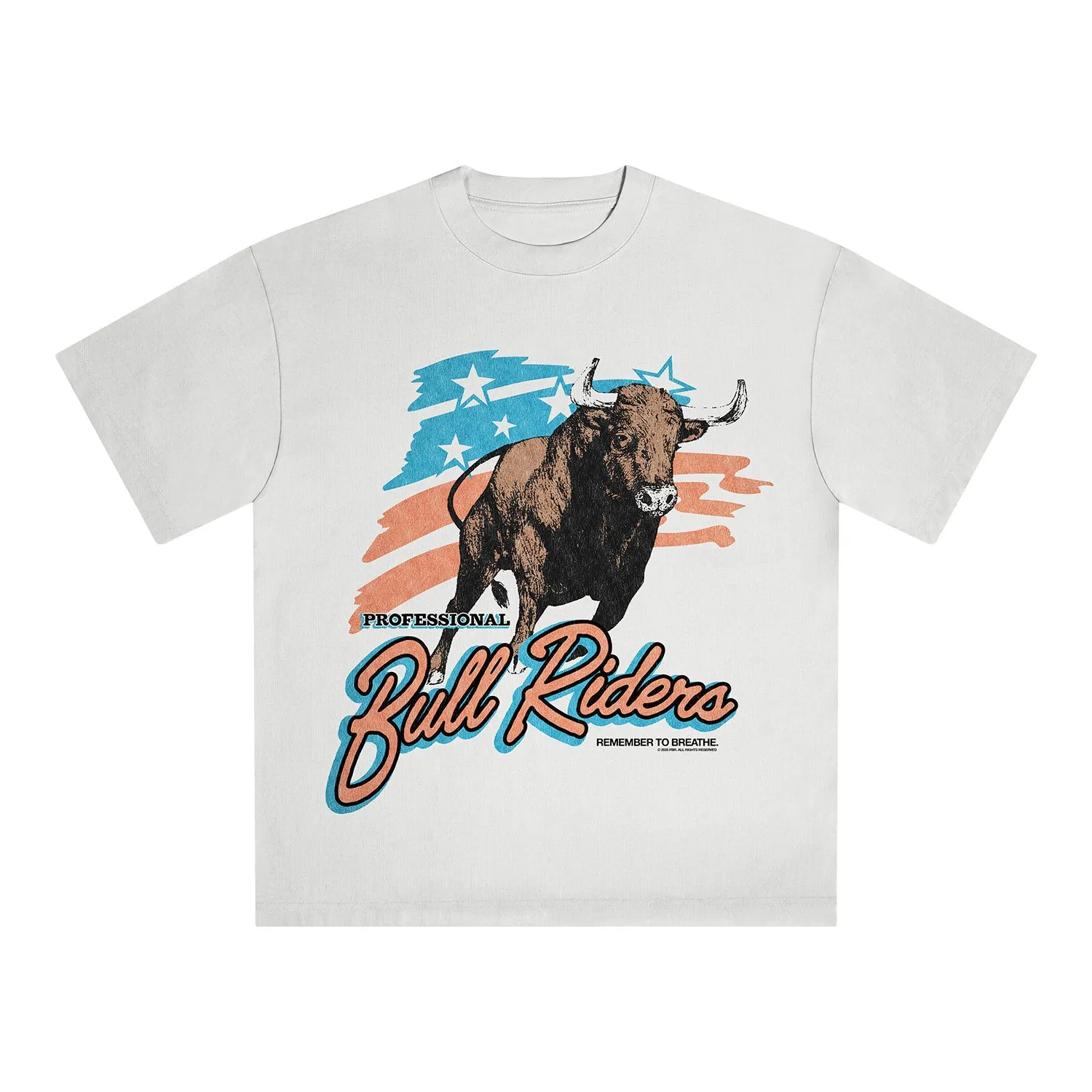 PBR Waving Flag & Bull T-Shirt - White sold by PBR