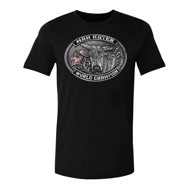 PBR Man Hater World Champion Belt Buckle T-Shirt - Black made by PBR