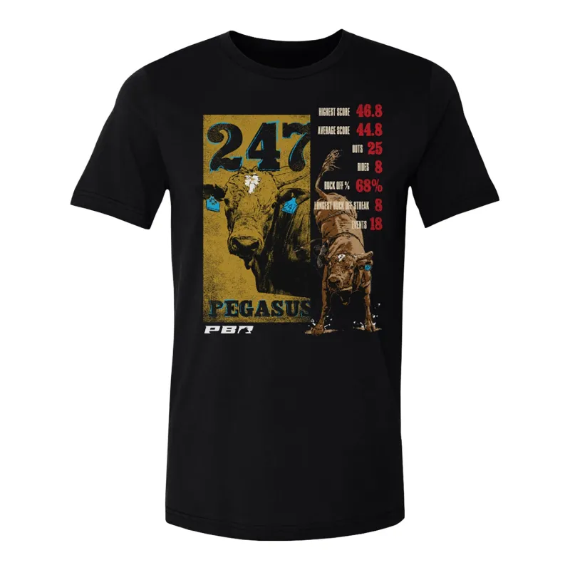 PBR Pegasus 247 Career Stats T-Shirt - Black made by 500 Level