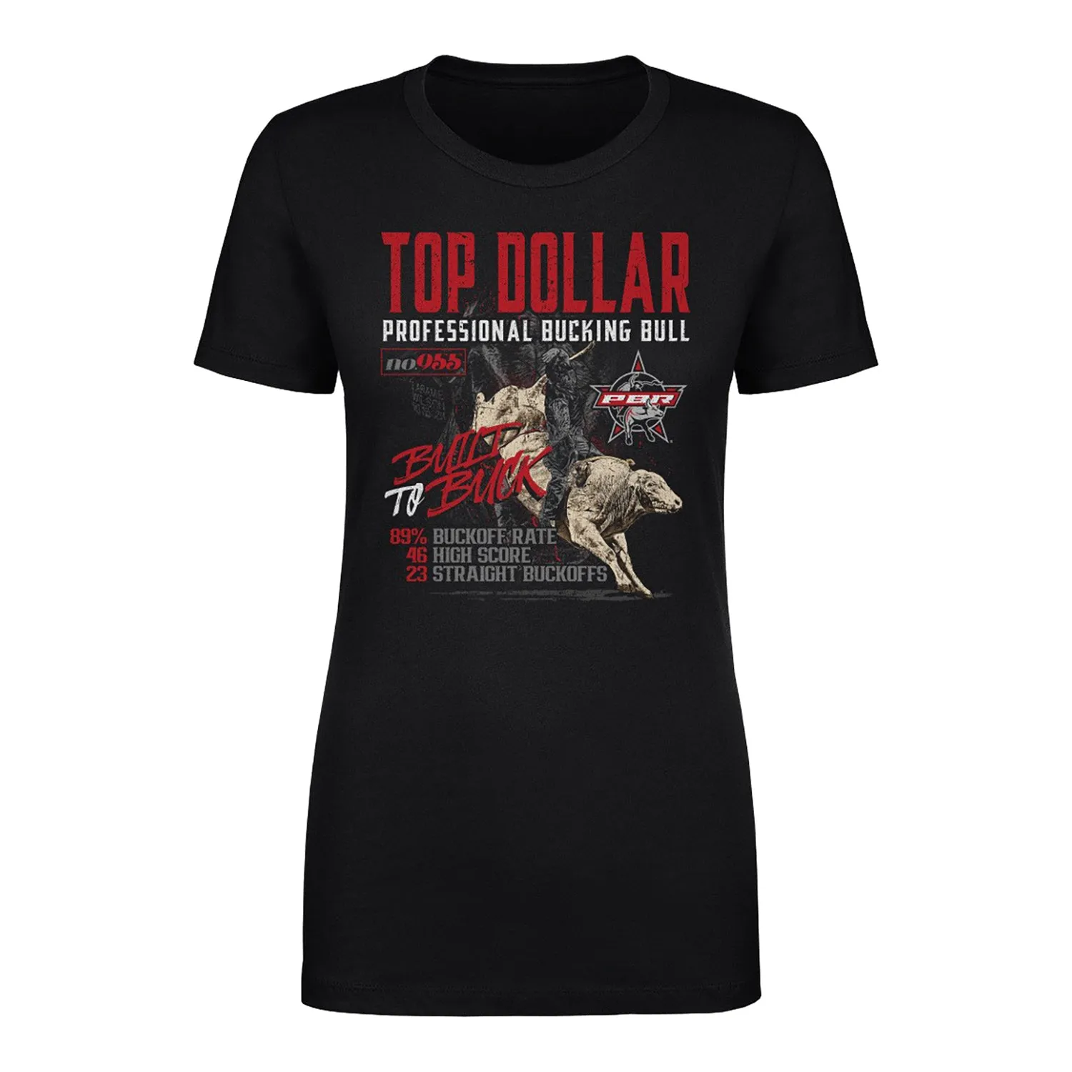 Ladies PBR Top Dollar Built to Buck T-Shirt - Black sold by PBR
