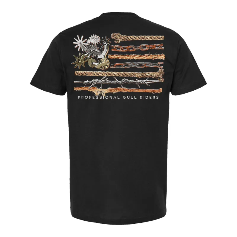 PBR Ropes and Spurs Western Flag T-Shirt - Black made by PBR
