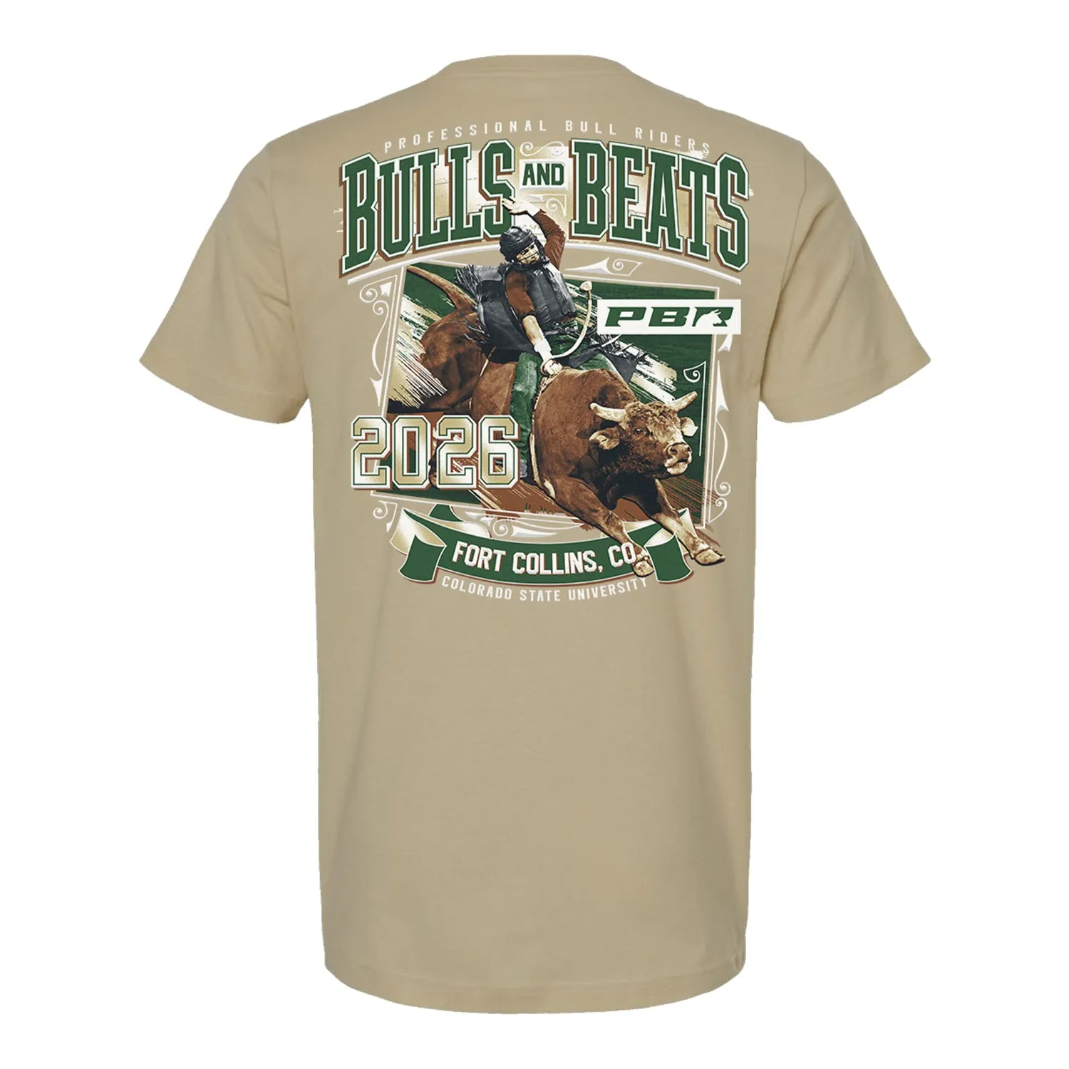 PBR CSU Bulls & Beats Event T-Shirt - Sand sold by PBR