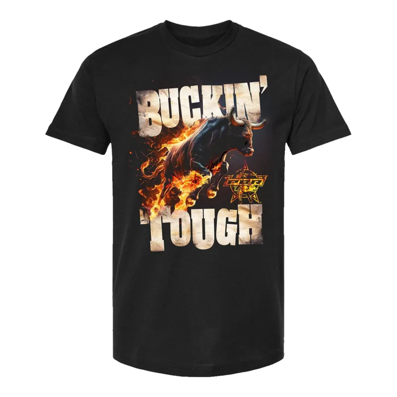 PBR Buckin' Tough Flaming Bull T-Shirt - Black made by PBR