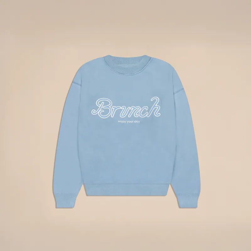 Varsity Crewneck - Powder Blue - French Terry sold by Brunch