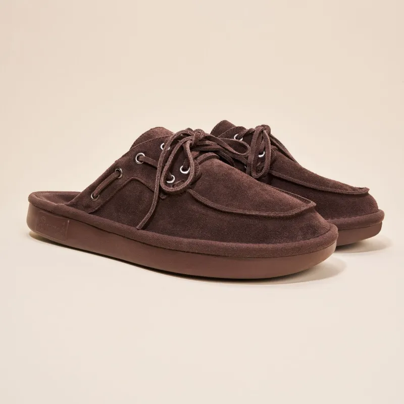 Boat Mule - Dark Brown - Suede made by Brunch