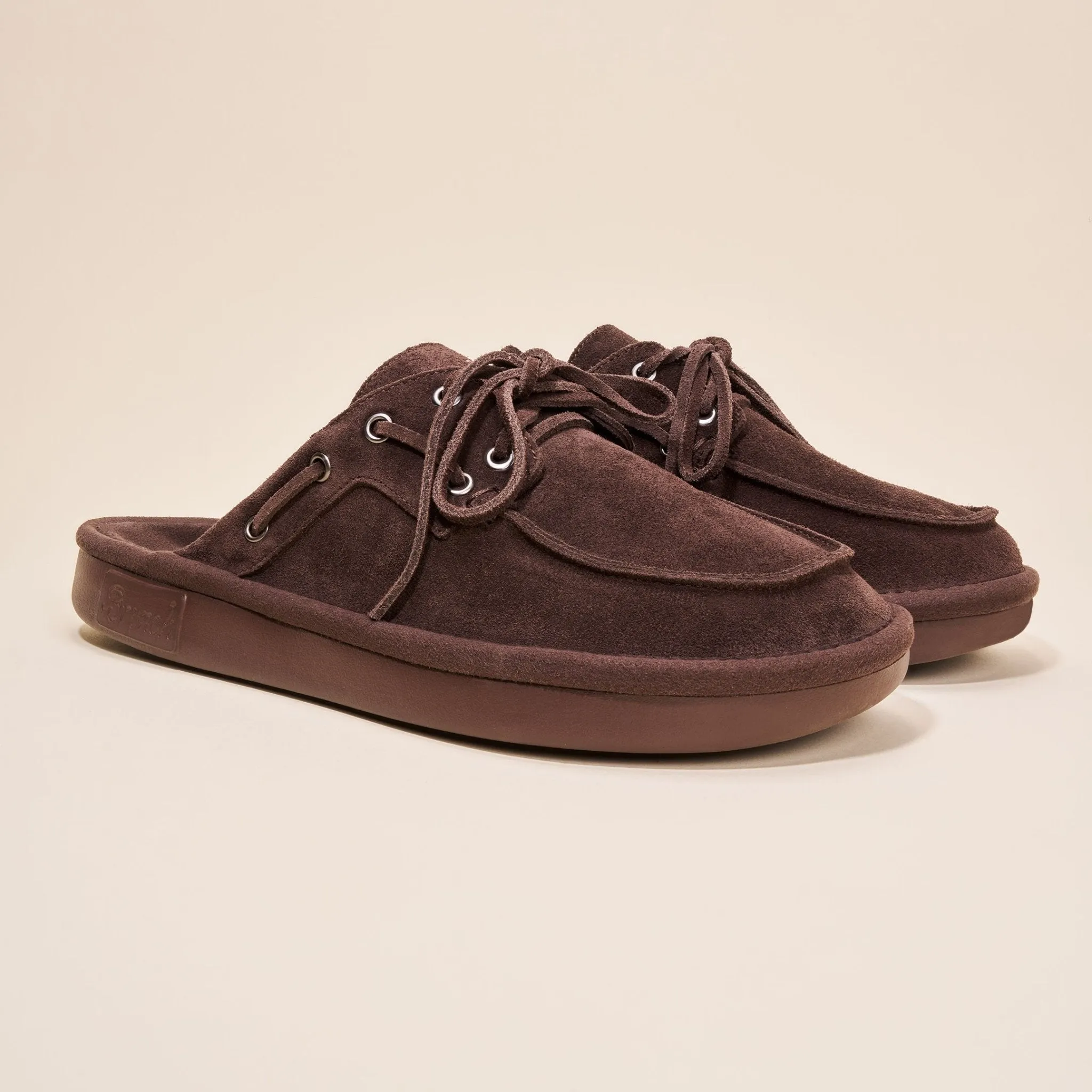 Boat Mule - Dark Brown - Suede sold by Brunch