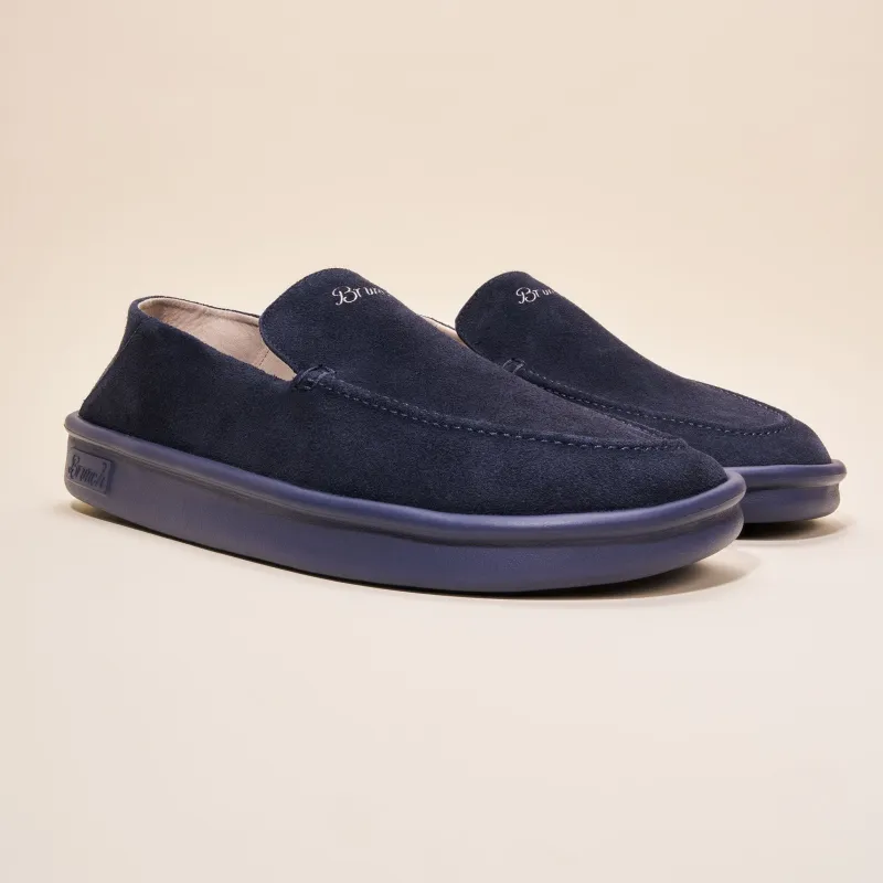 Collapsible Loafer - Navy - Suede made by Brunch