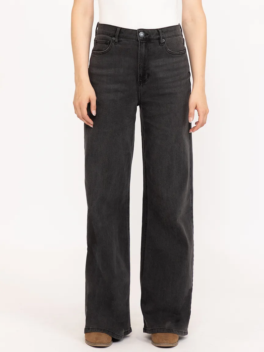 Women's High Rise Black Wide Leg Jeans sold by Warehouse One product image thumbnail 2