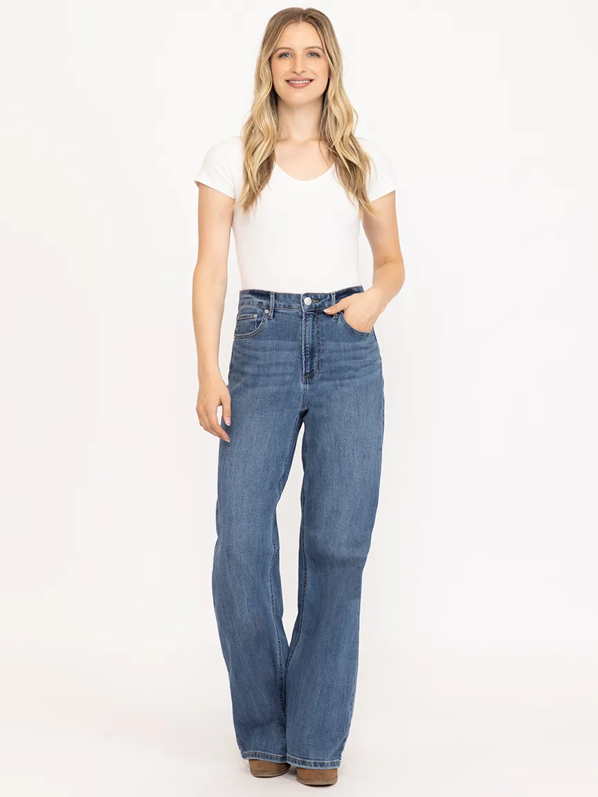 Women's High Rise Medium Dark Wide Leg Jeans sold by Warehouse One