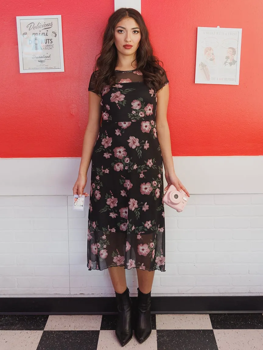 Women's Mesh Floral Midi Dress sold by Warehouse One
