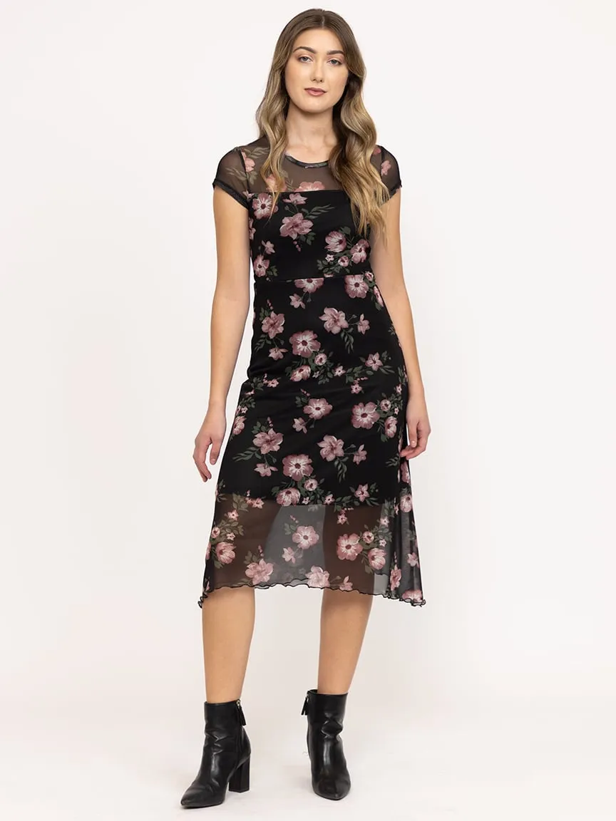 Women's Mesh Floral Midi Dress sold by Warehouse One product image thumbnail 3