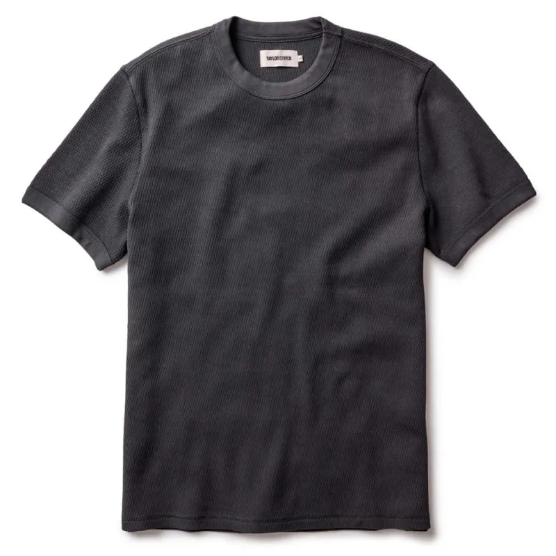 The Organic Cotton Short Sleeve Crew | Faded Black Waffle made by Taylor Stitch