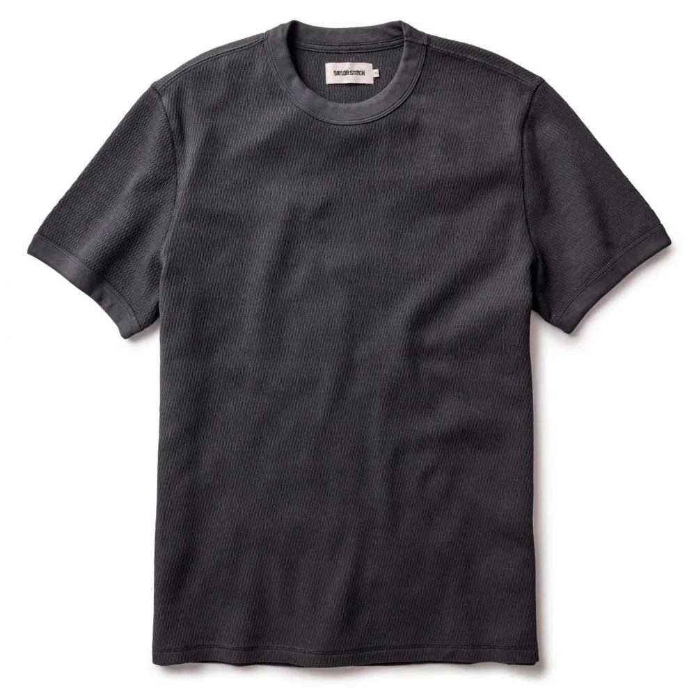 The Organic Cotton Short Sleeve Crew | Faded Black Waffle sold by Fontenelle Supply Co.