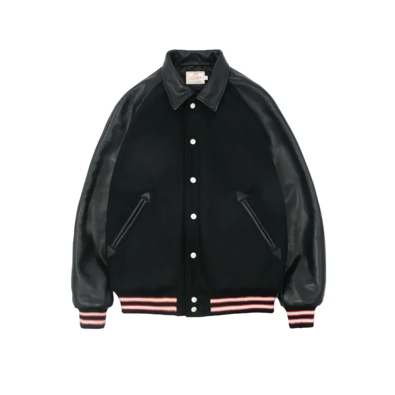 Varsity Jacket | Black Wool/Leather made by Dehen 1920